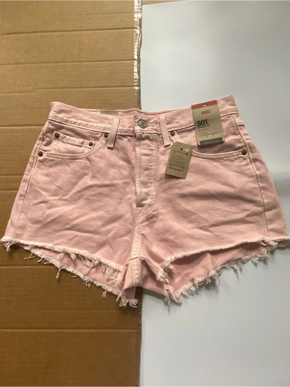 Levi's Pink Frayed Hem Denim Shorts